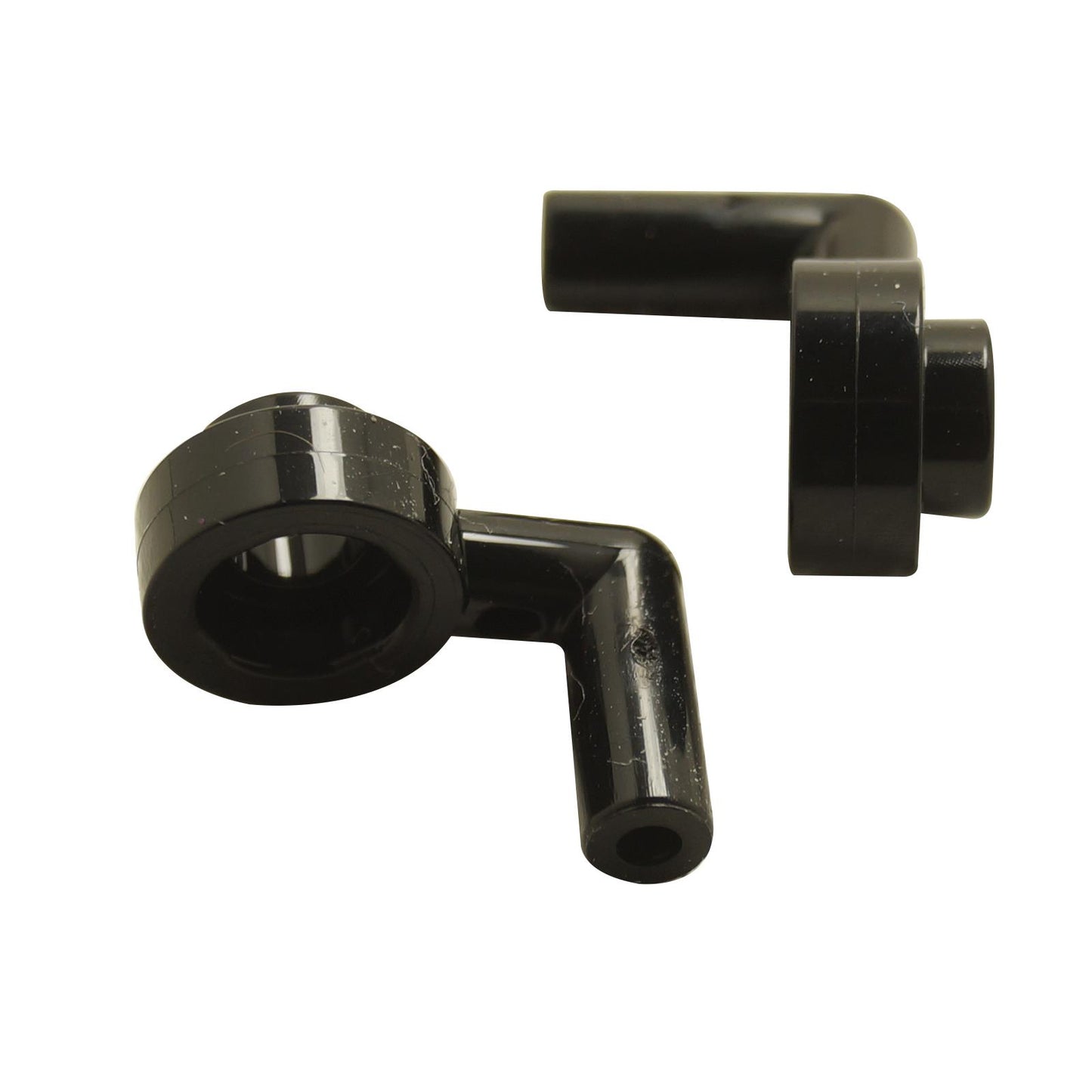 Black round 1 x 1 plate 3661 with open stud and bar arm facing downward for clips and connections