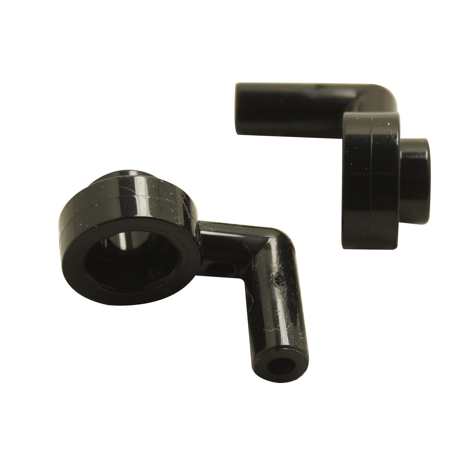 Black round 1 x 1 plate 3661 with open stud and bar arm facing downward for clips and connections