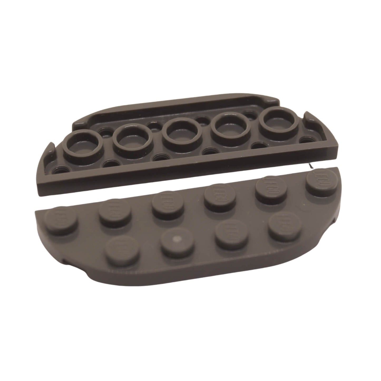 LEGO® placa de canto redonda dupla 2 x 6 em cinza azulado escuro, utilizada para bordas curvas e construções de chão liso
