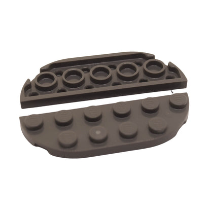 LEGO® placa de canto redonda dupla 2 x 6 em cinza azulado escuro, utilizada para bordas curvas e construções de chão liso
