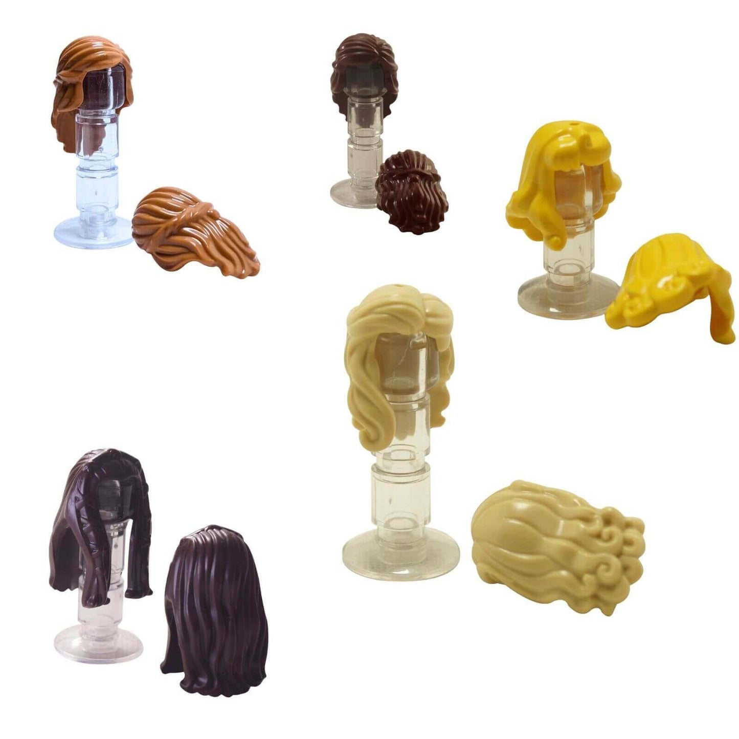 LEGO® Princess hair lot x5 with female minifigure and mini-doll hair pieces