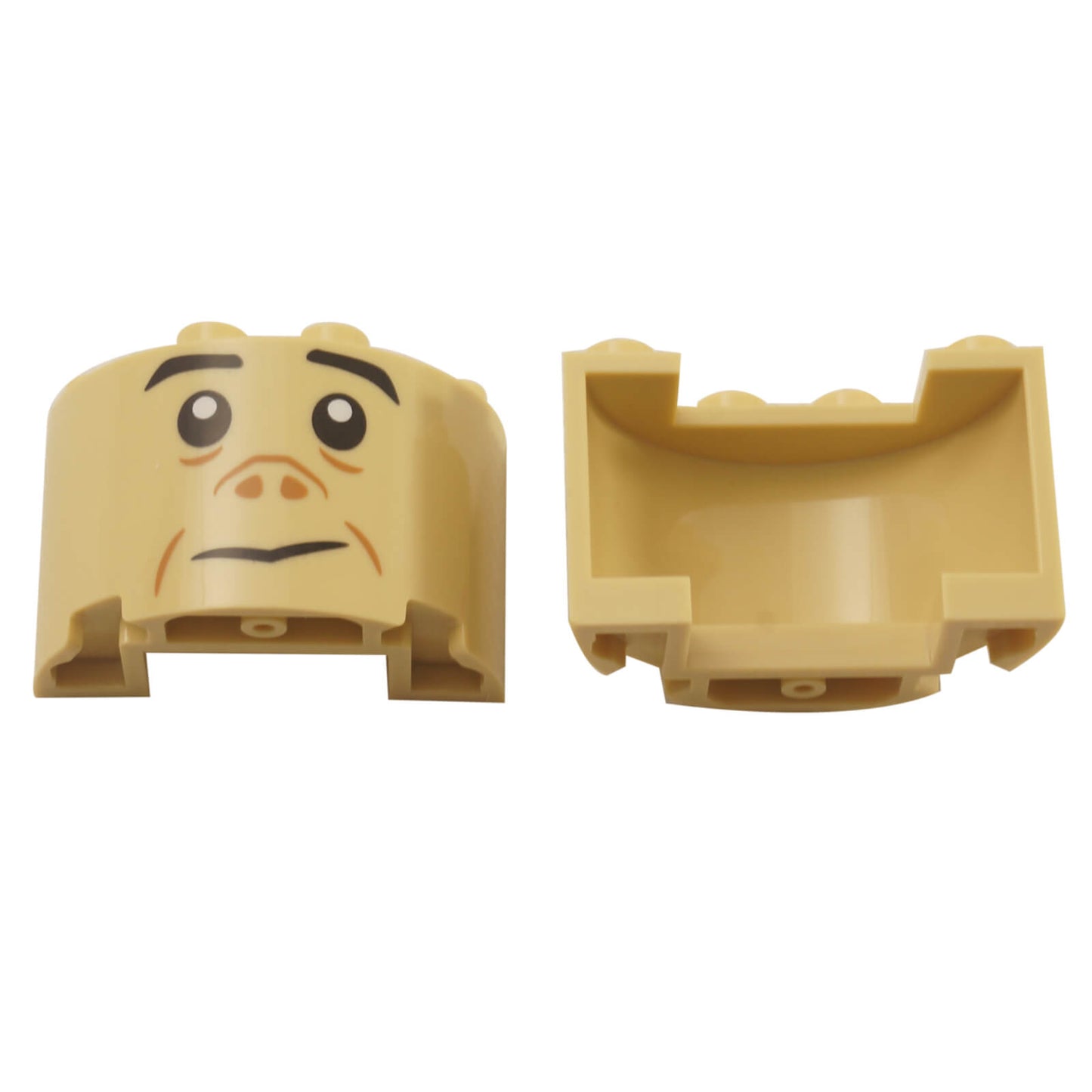 Printed cylinder half 2 x 4 x 2 with Grawp face pattern part 24593pb07