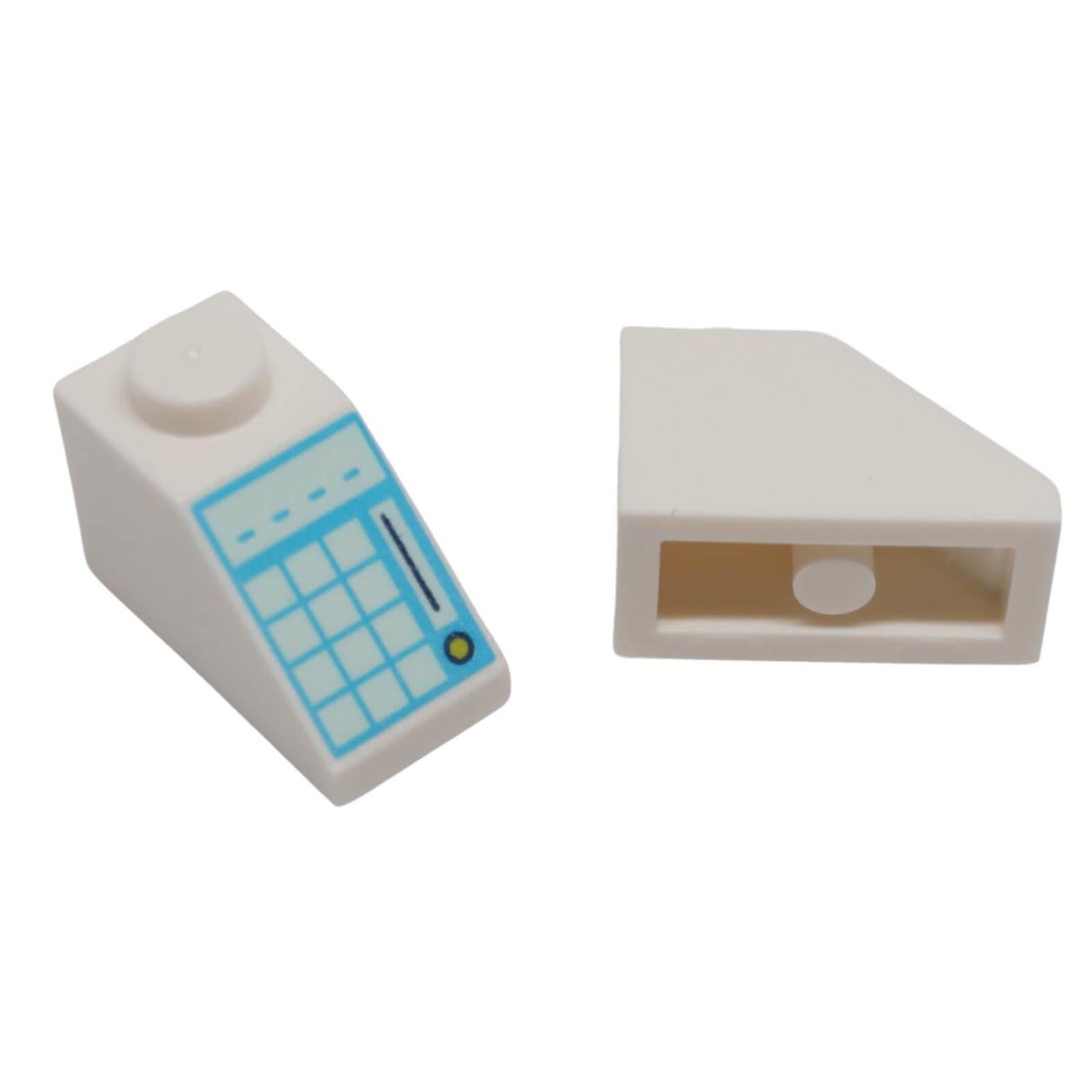LEGO® printed 2 x 1 slope 3040pb027 with keypad style control panel shown from front and rear