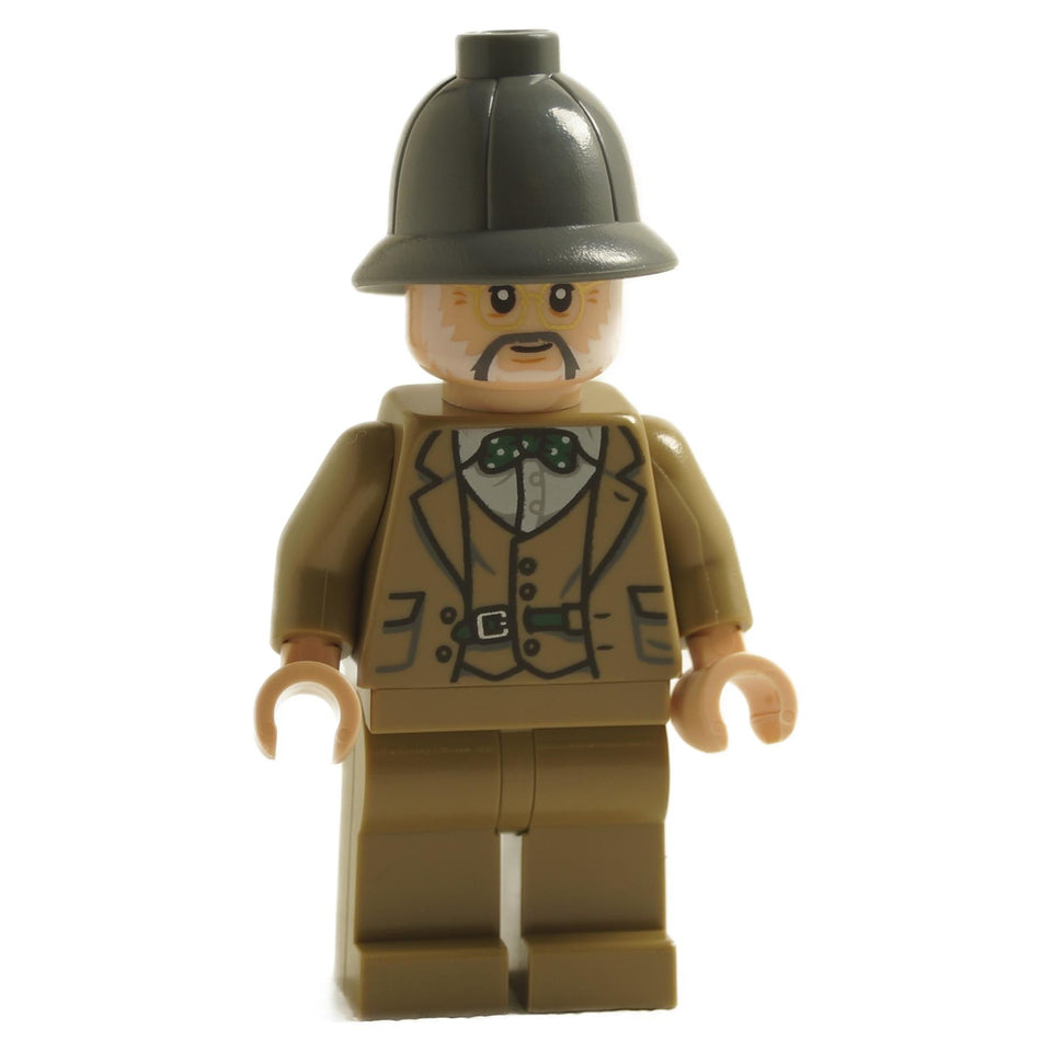 LEGO minifigure of Professor Henry Jones Sr. wearing a dark bluish gray pith helmet and explorer's outfit.