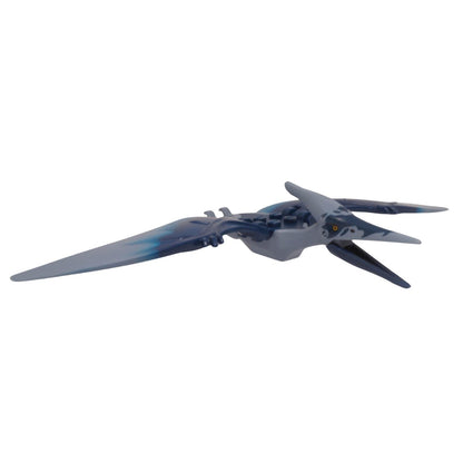front view LEGO Pteranodon dinosaur figure with 4 back studs, dark blue forehead, and light bluish gray wings (Part ptera07).