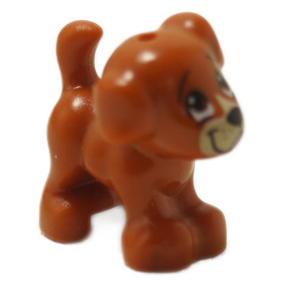 Dark orange puppy figure with brown eyes and pink tongue, shown from front angle

