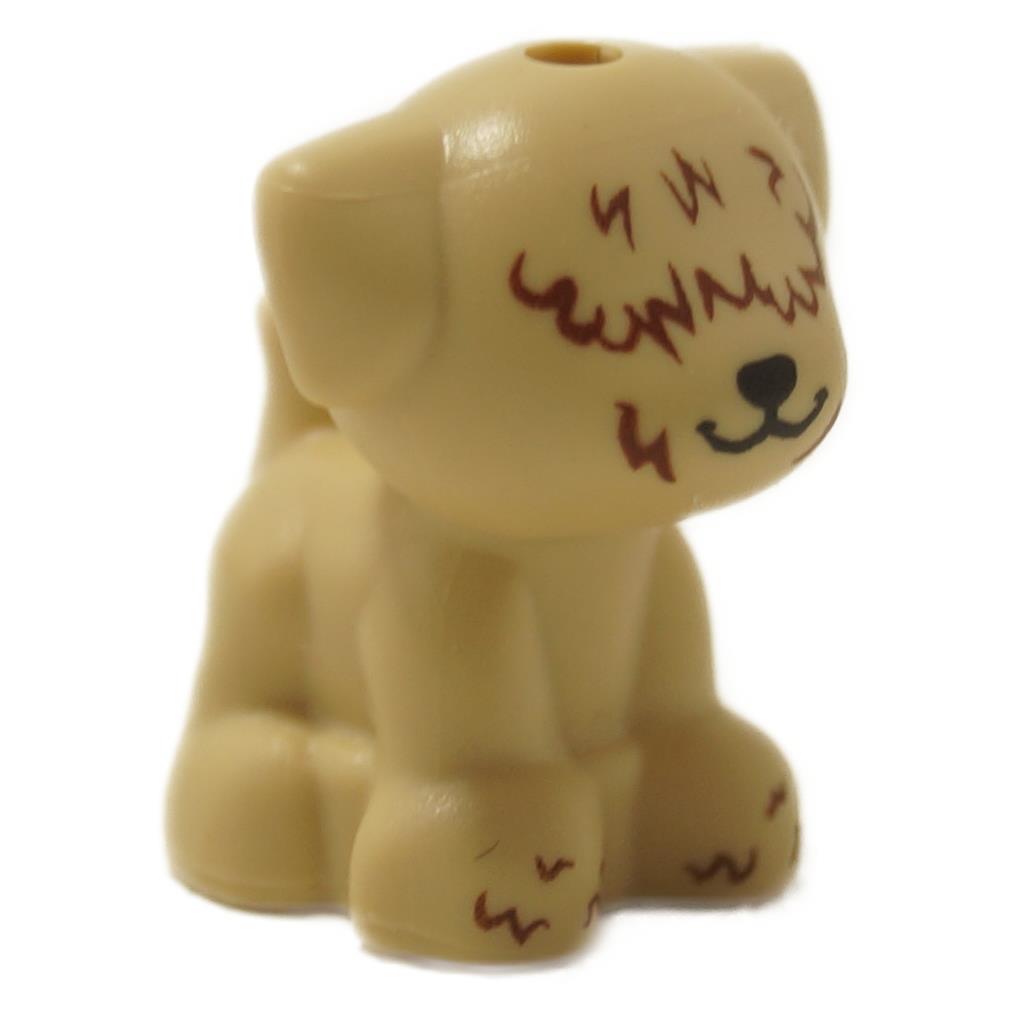 Puppy figure in reddish brown with hair covering eyes, shown from front angle
