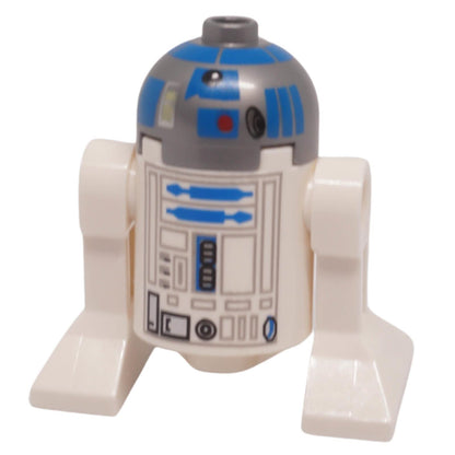 LEGO Star Wars R2-D2 astromech droid sw0512 with a flat silver dome head and blue/gray technical printing.