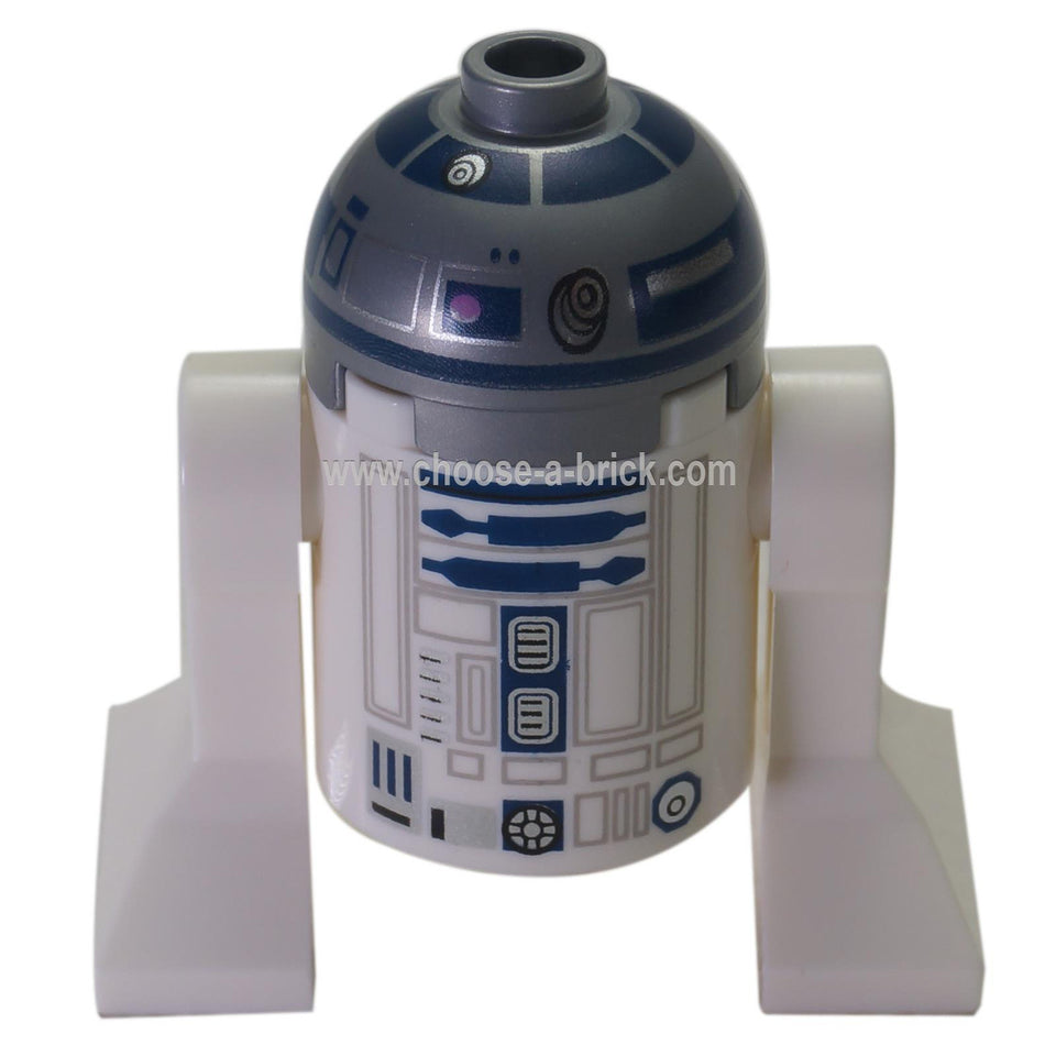 Cabeça R2-D2 Prata Fosca, Impressão Azul Escuro, Pontos Rosa Escuro, Receptor Grande