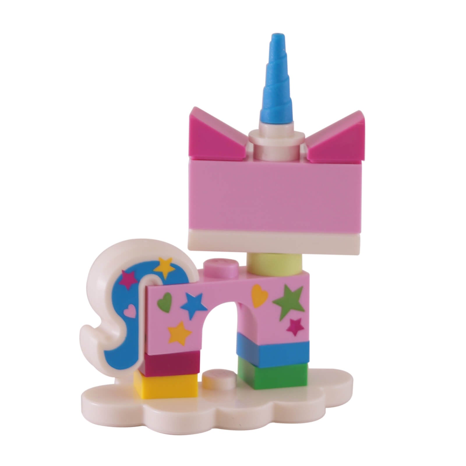 LEGO Rainbow Unikitty minifigure COLUNI1-1 star print colorful design,back view.