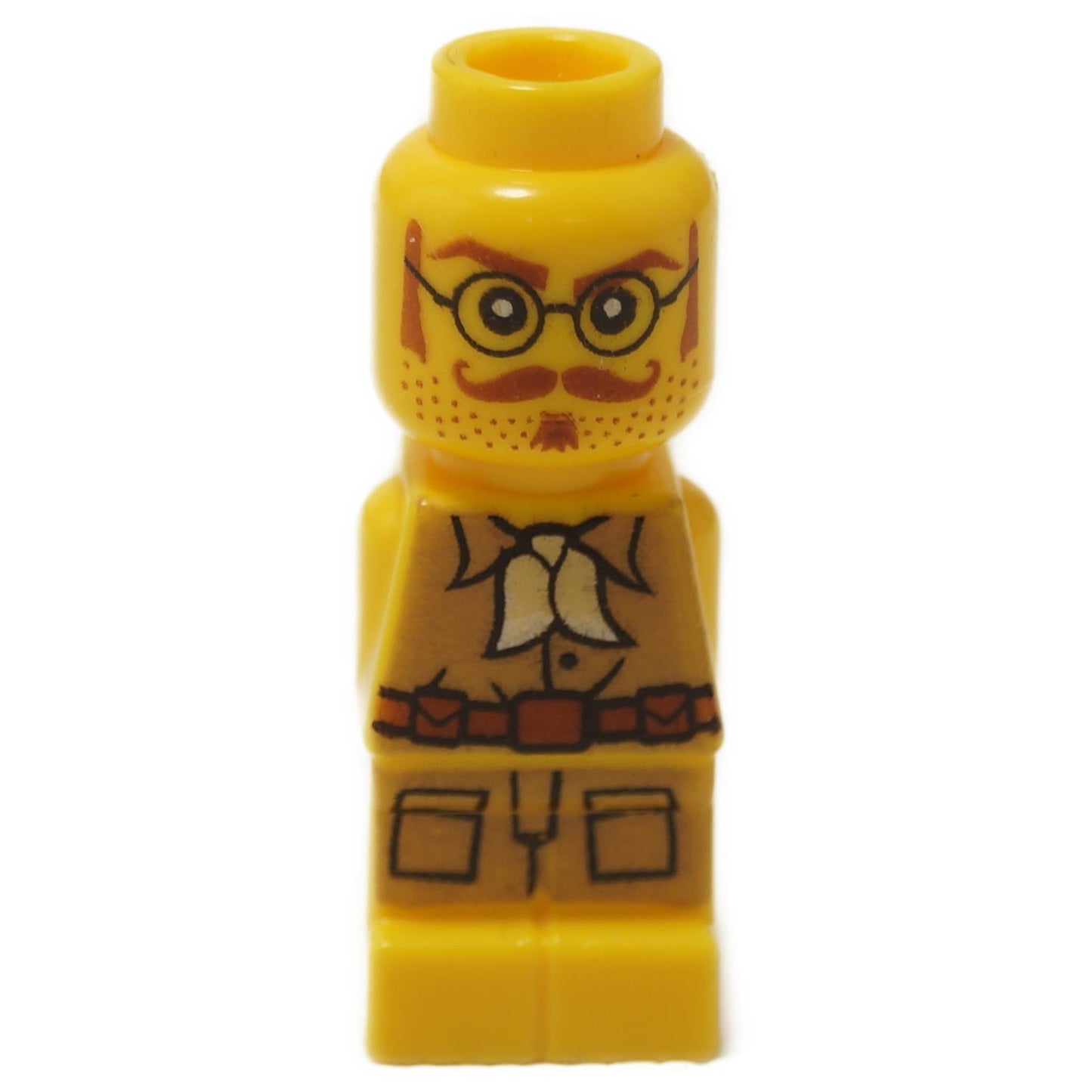 Yellow Ramses Return Adventurer microfigure with glasses and moustache, bow tie, belt and pocket print
