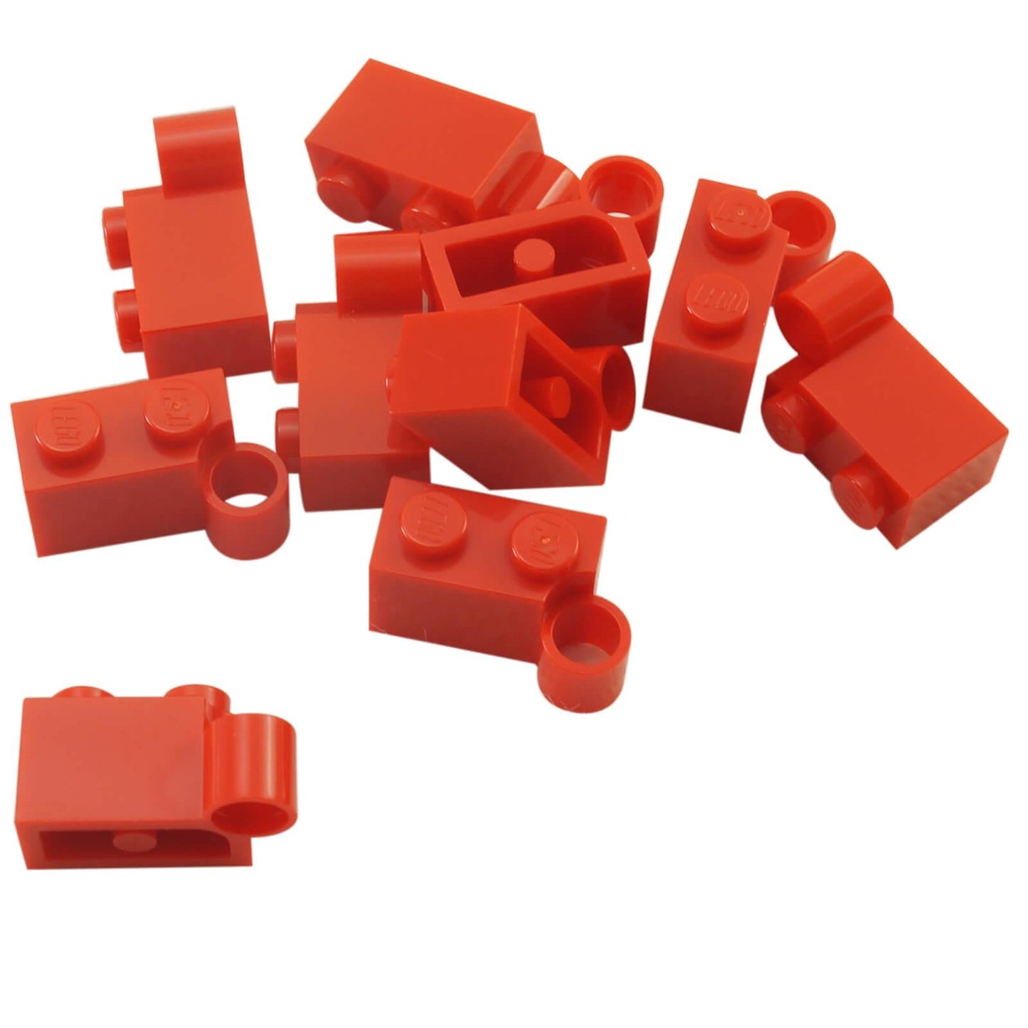 Red hinge brick 1 x 4 swivel base (3831) for rotating builds, movable sections, and hinge joints
