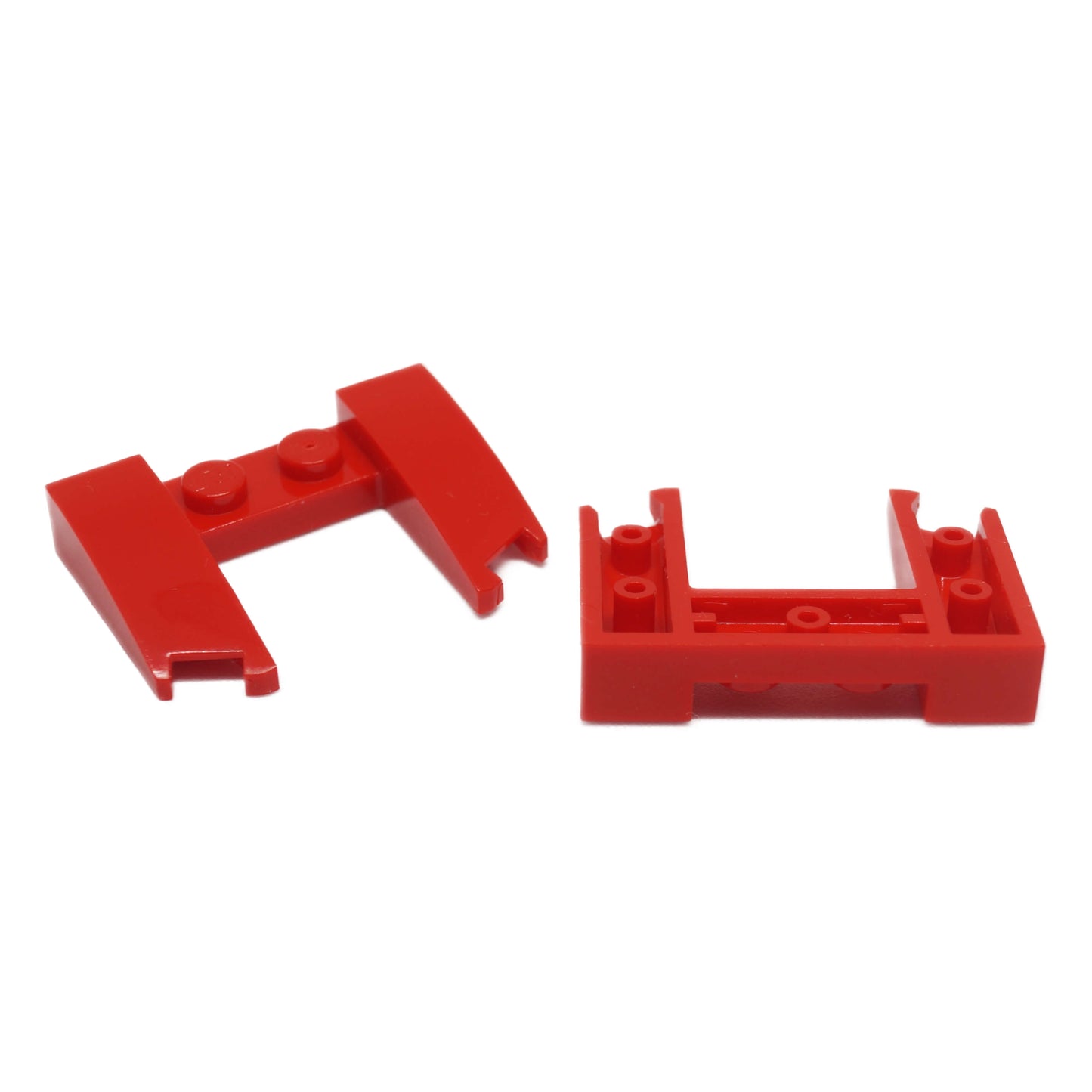 Red wedge 3 x 4 x 2/3 cutout piece for LEGO® building angles, slopes, and structural details
