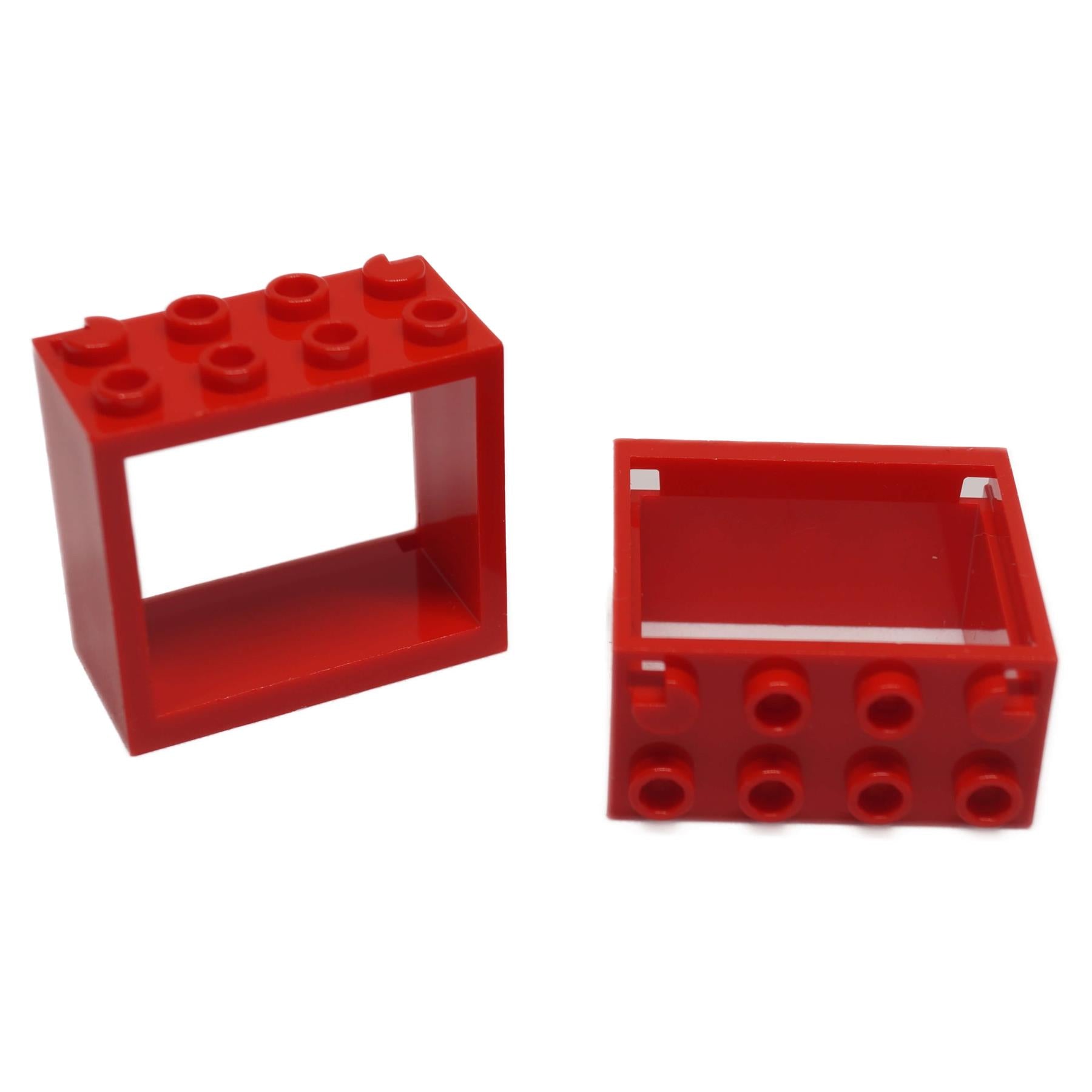 Red window 2 x 4 x 3 part 60598 with hollow studs for LEGO® building walls and window openings
