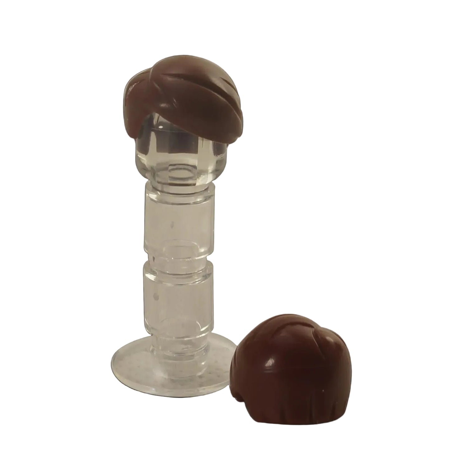 Reddish brown minifigure short hair combed sideways with right side part
