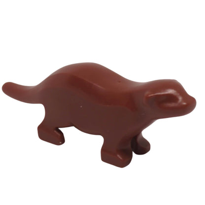 LEGO reddish brown river otter animal figure with black eyes and nose (Part 67631pb01).