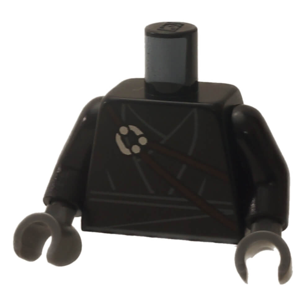 LEGO® black robe torso with layered robe print and katana scabbard pattern