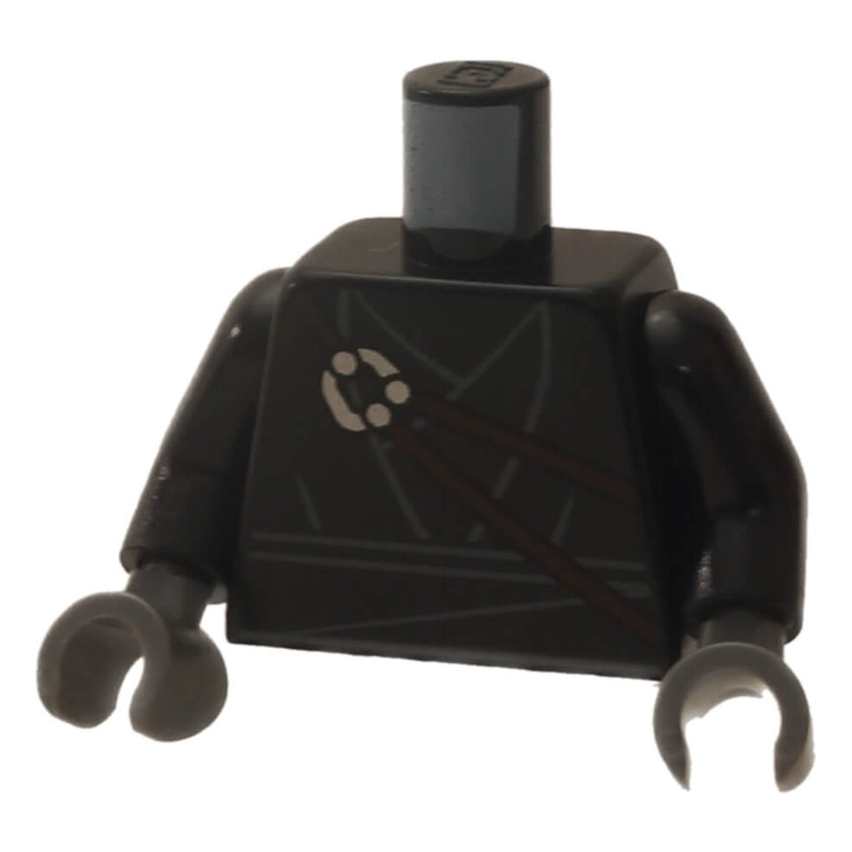 LEGO® black robe torso with layered robe print and katana scabbard pattern