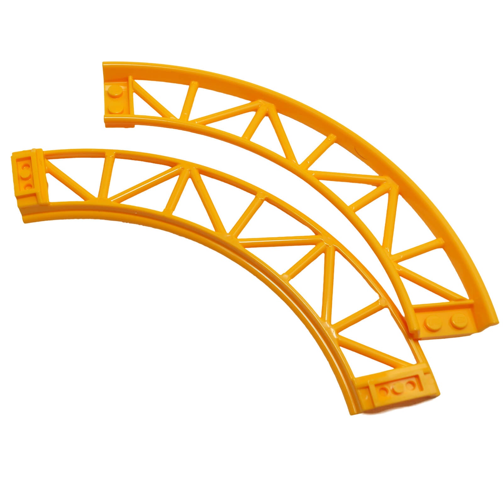 LEGO roller coaster track curve 90 degrees in bright light orange used for train and amusement ride builds part 25061