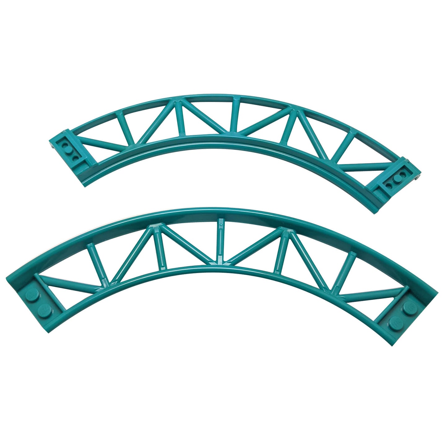 LEGO roller coaster track curve 90 degrees in dark turquoise used for train and amusement ride builds part 25061