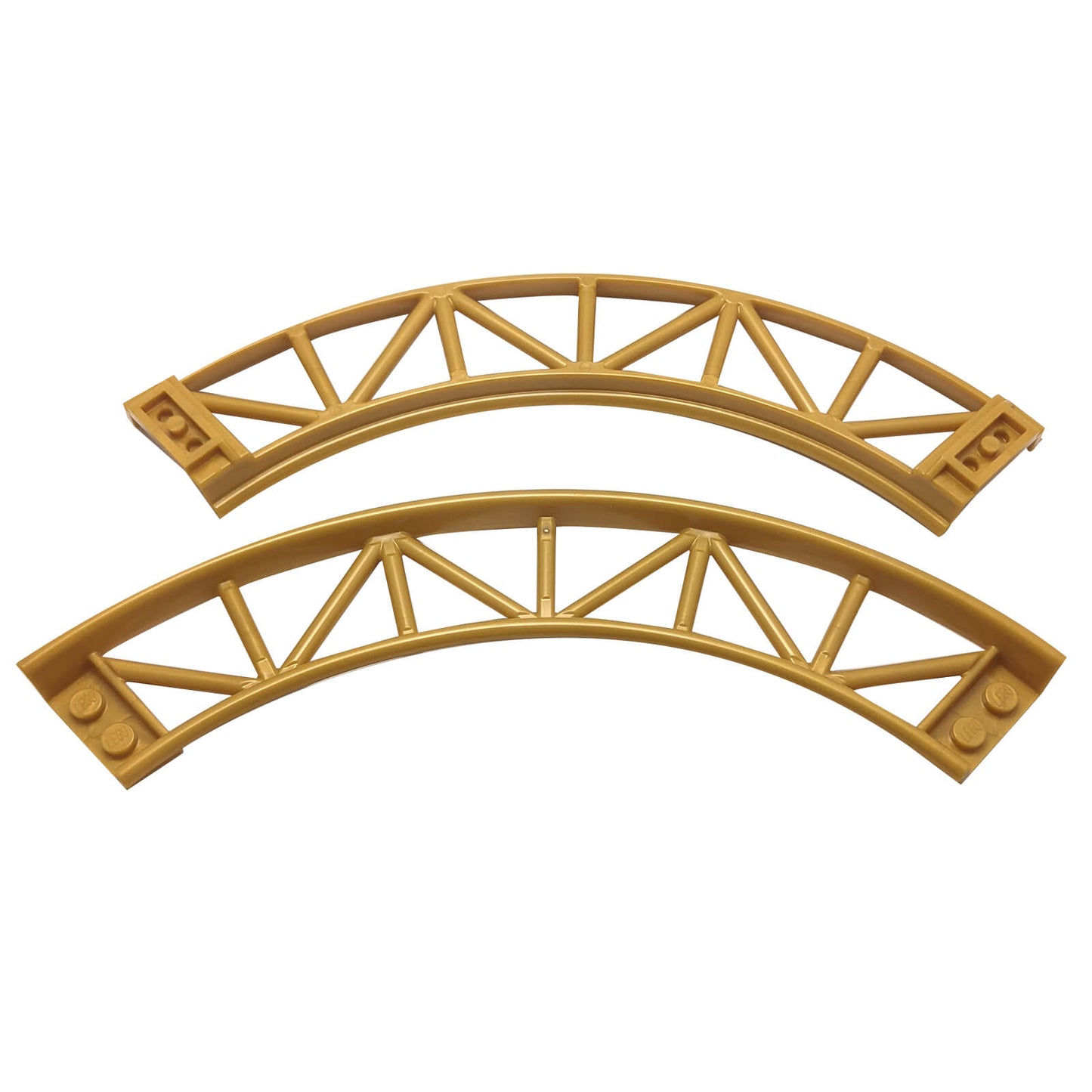 LEGO roller coaster track curve 90 degrees in pearl gold used for train and amusement ride builds part 25061
