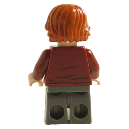 Back view of Ron Weasley minifigure wearing a dark red sweater with subtle crease printing and dark legs