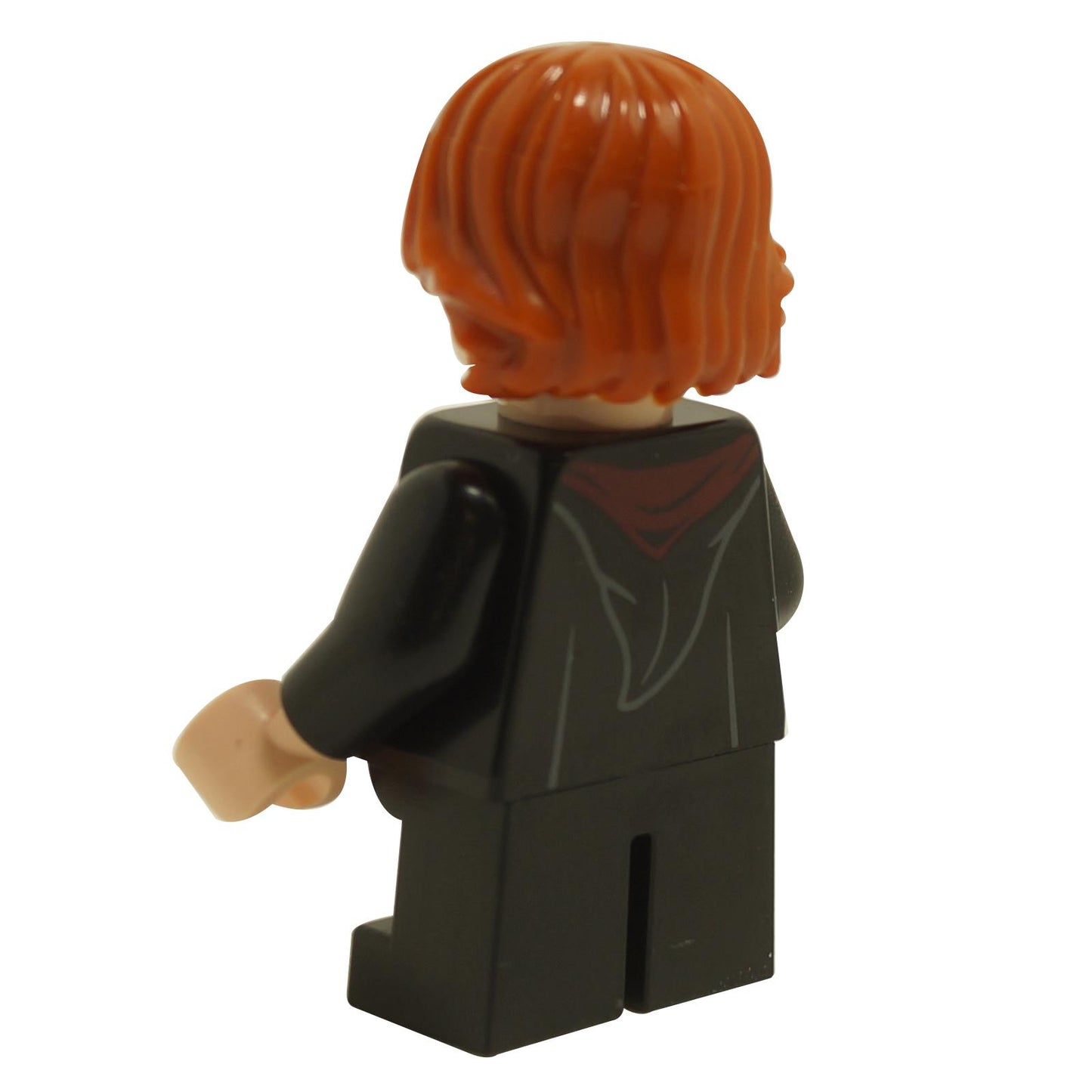 Back view of LEGO® Harry Potter Ron Weasley minifigure hp283 wearing a Gryffindor robe and black legs
