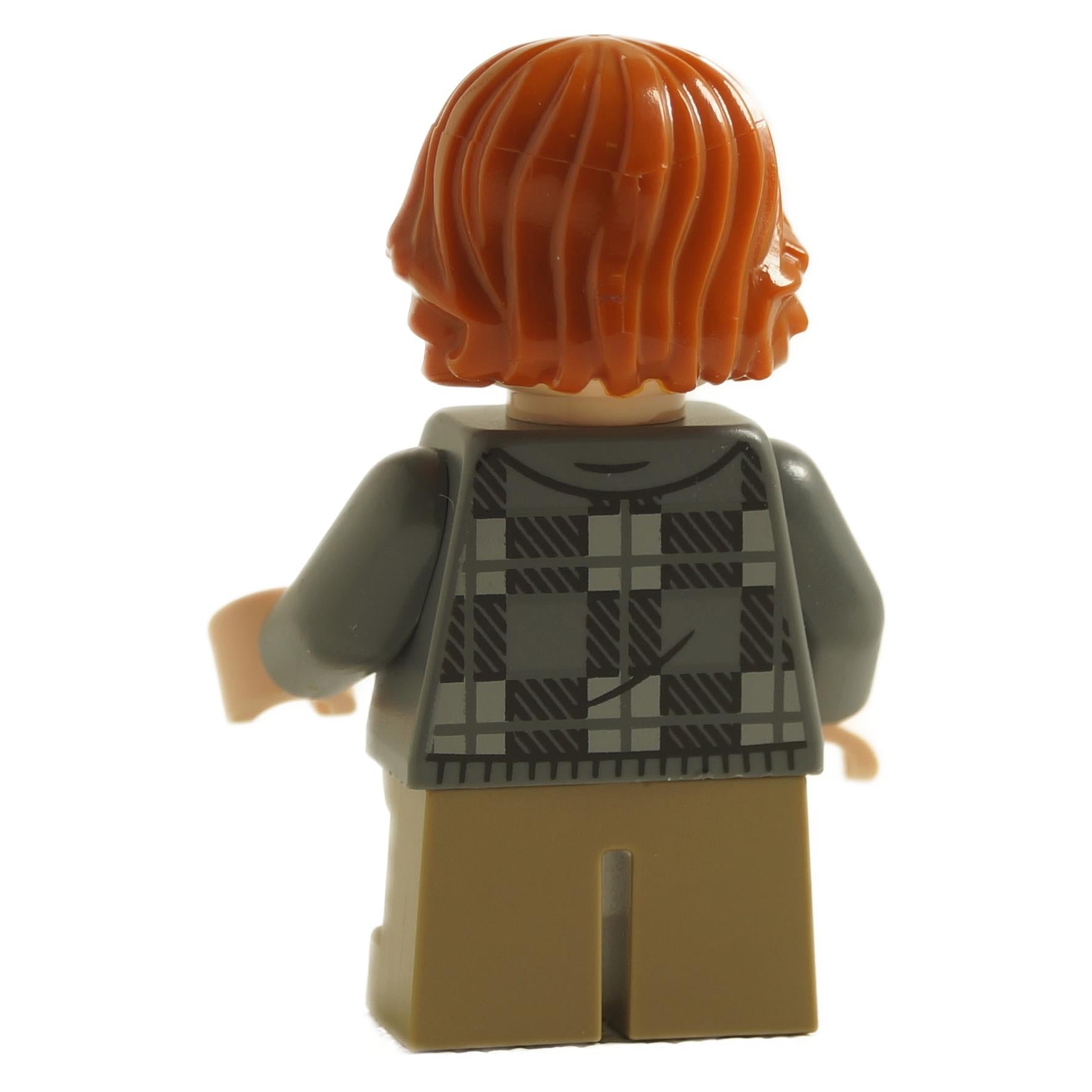 Ron Weasley hp496 back view with plaid jacket rear print and tousled red hair piece