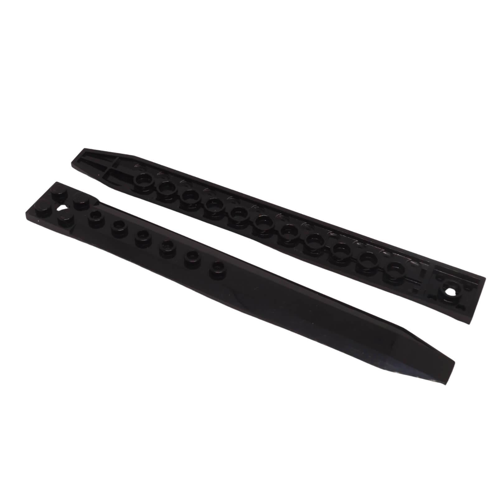 LEGO rotor blade plate 62743 with angled side extensions and axle hole black