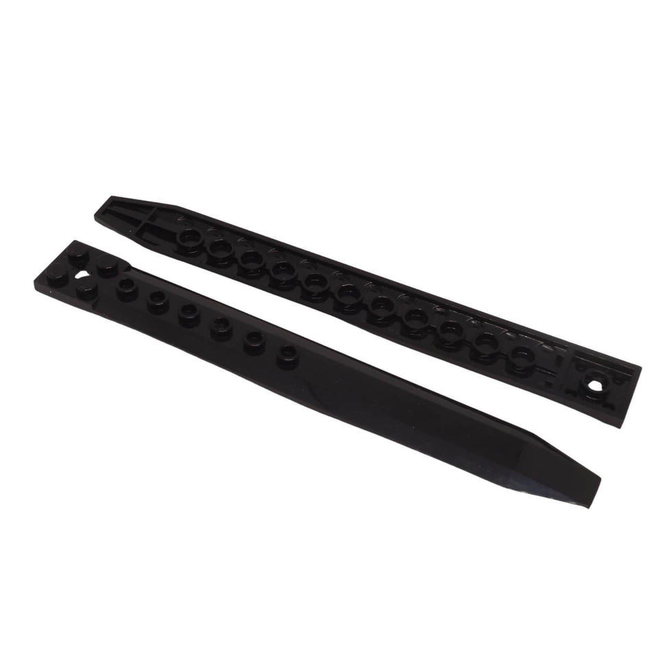LEGO rotor blade plate 62743 with angled side extensions and axle hole black