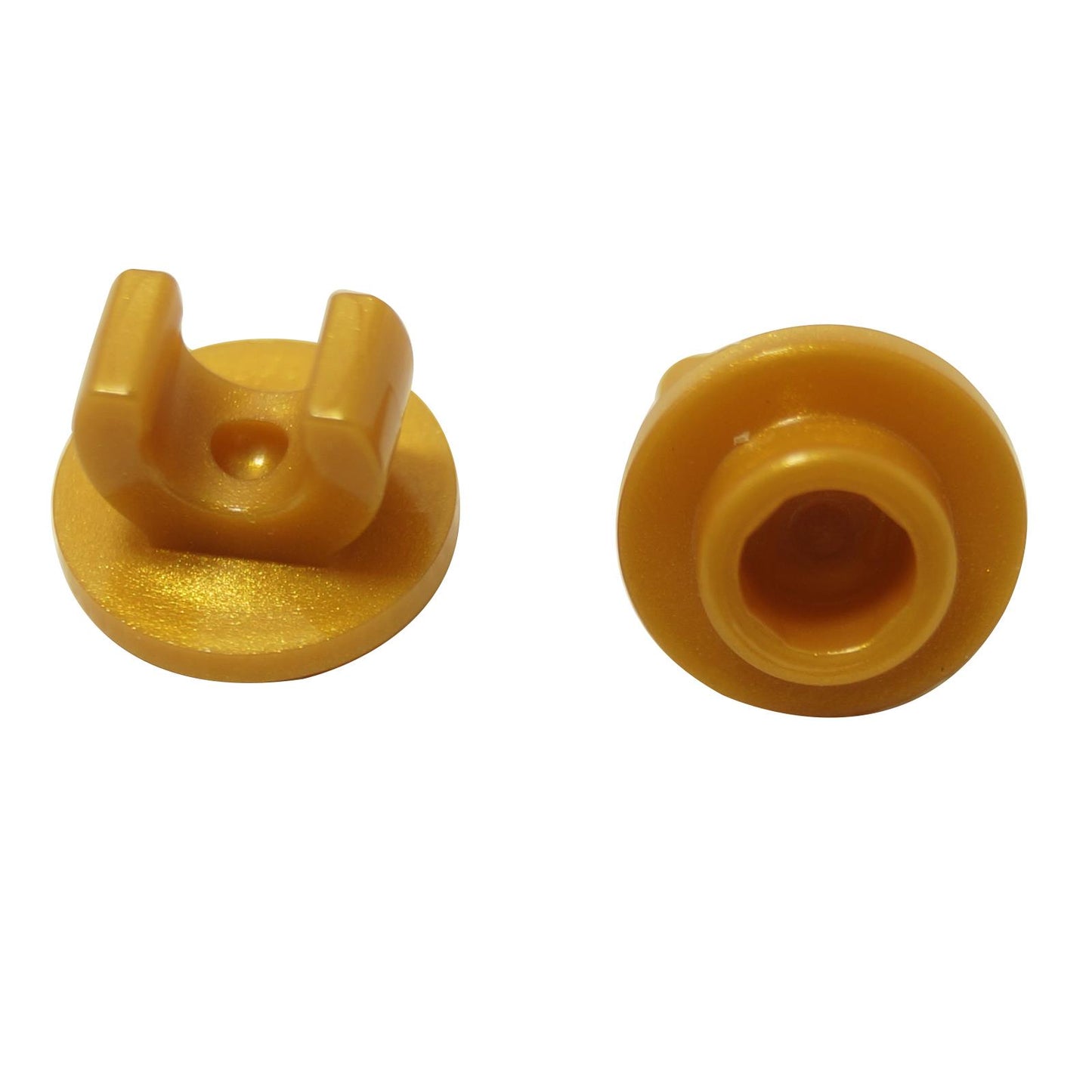 Pearl gold round 1x1 plate with underside clip, small circular building piece for bars and accessories
