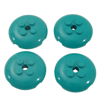 Dark turquoise LEGO® Round 4 x 4 x 2/3 Dome Top with Hole 65138 shown in four top views