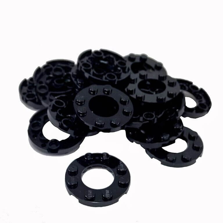 LEGO Round Plate 4 x 4 with 2 x 2 hole part 11833 black