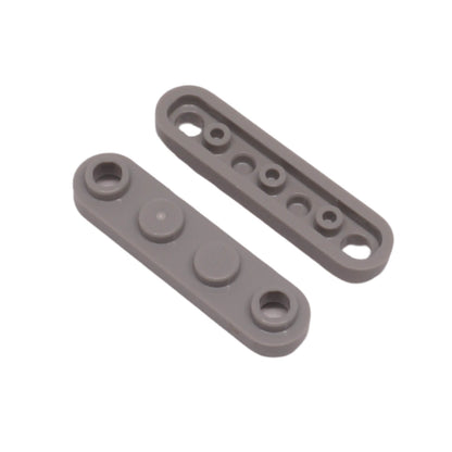 LEGO Round Plate 1 x 4 with 2 Open Studs part 77845 shown top and underside light bluish gray