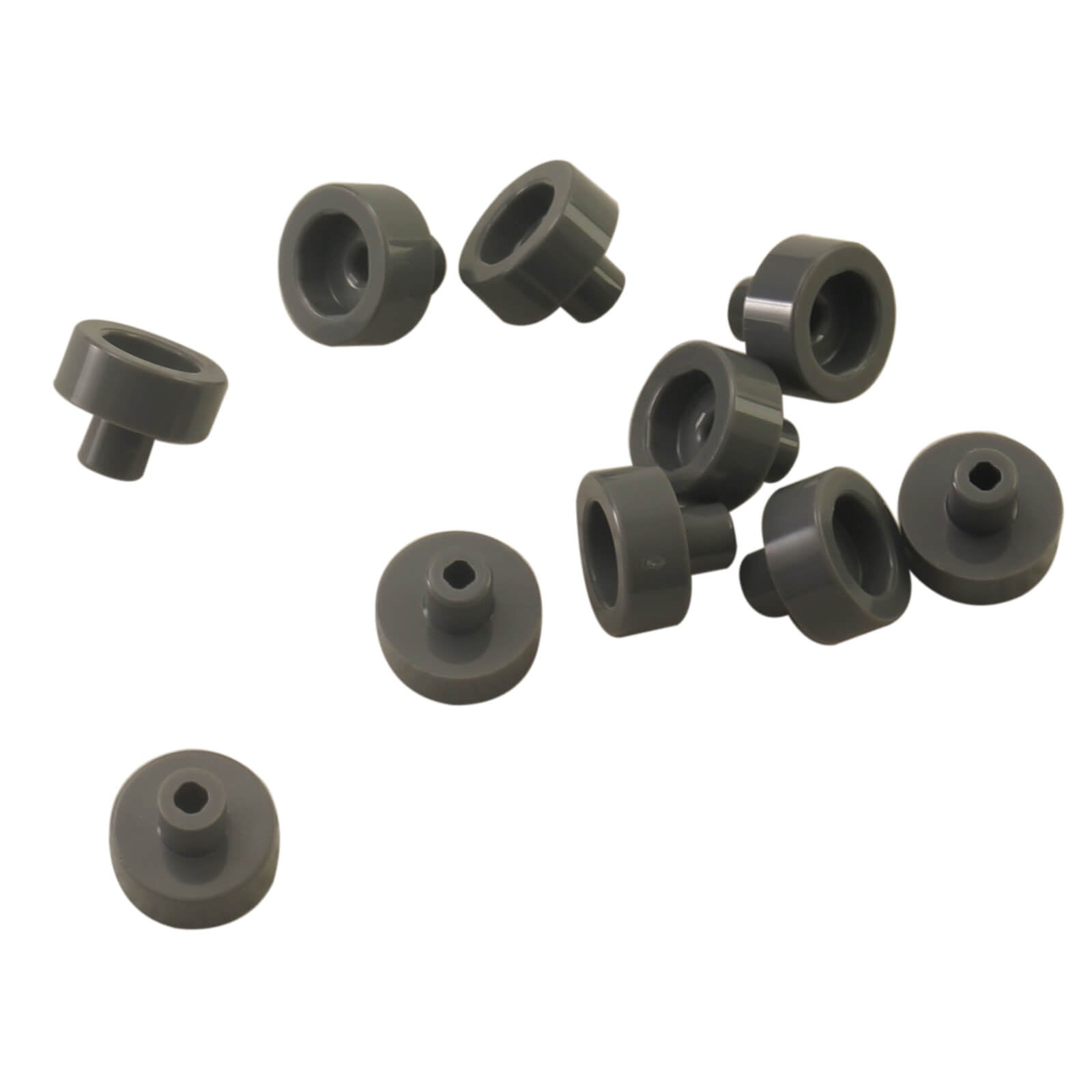 Dark bluish gray LEGO® round tile 1 x 1 with bar and pin holder (Part 20482) small connection element for bars and clips