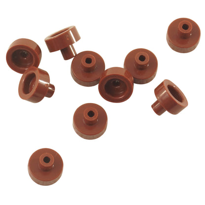 Reddish brown LEGO® round tile 1 x 1 with bar and pin holder (Part 20482) small connection element for bars and clips