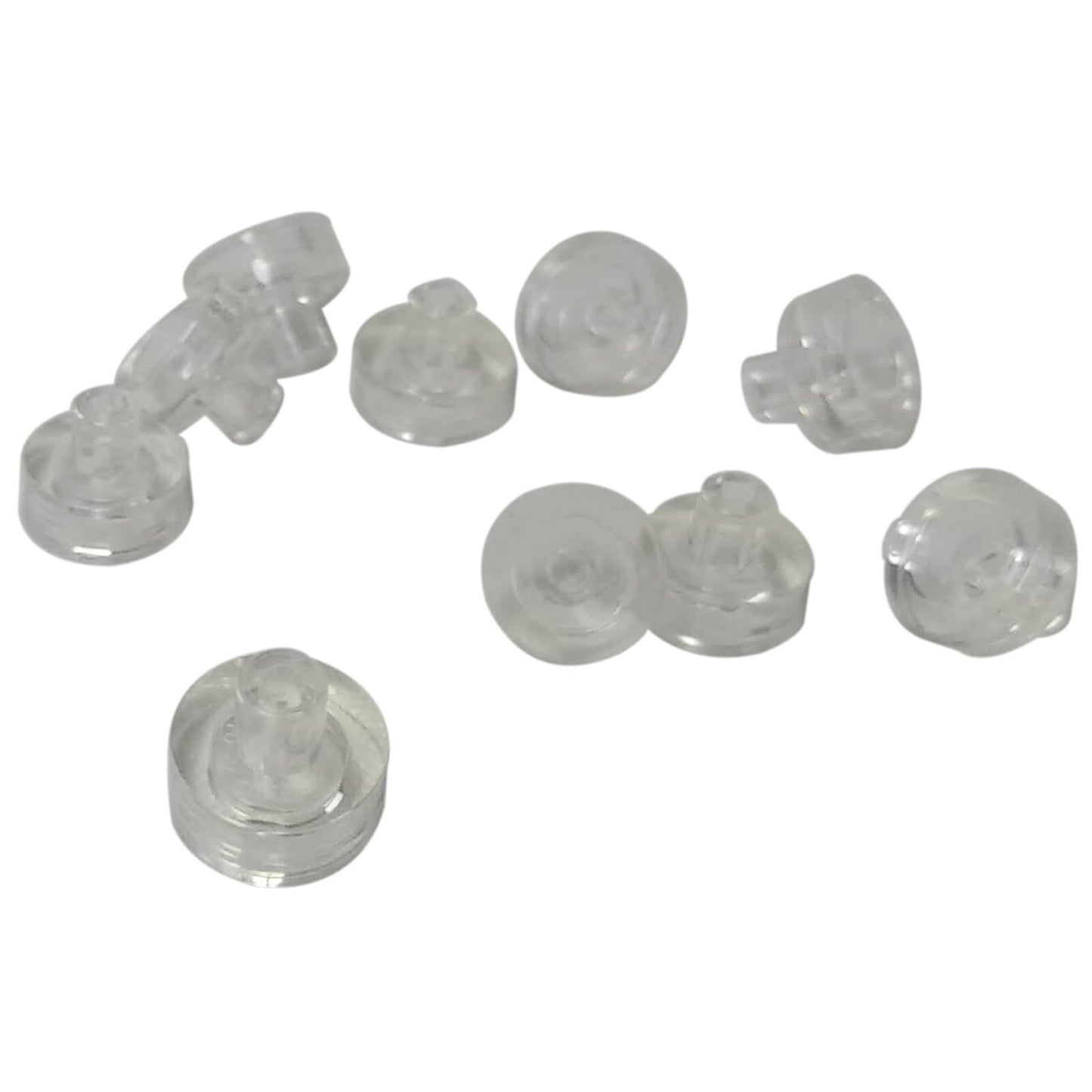 Transparent clear LEGO® round tile 1 x 1 with bar and pin holder (Part 20482) small connection element for bars and clips