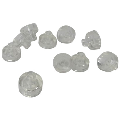 Transparent clear LEGO® round tile 1 x 1 with bar and pin holder (Part 20482) small connection element for bars and clips
