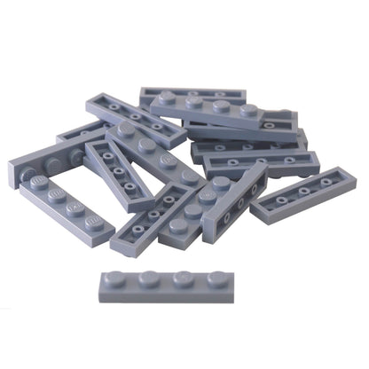 Sand blue 1x4 plate building piece with four studs for detailed minifigure scale builds
