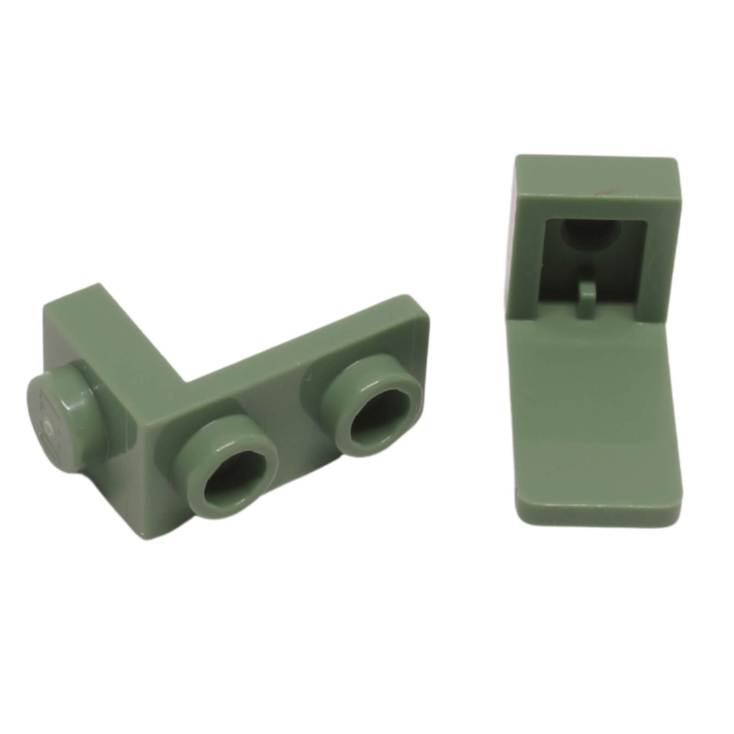 sand green bracket 1 x 1 to 1 x 2 building part with side stud connection for detailed builds
