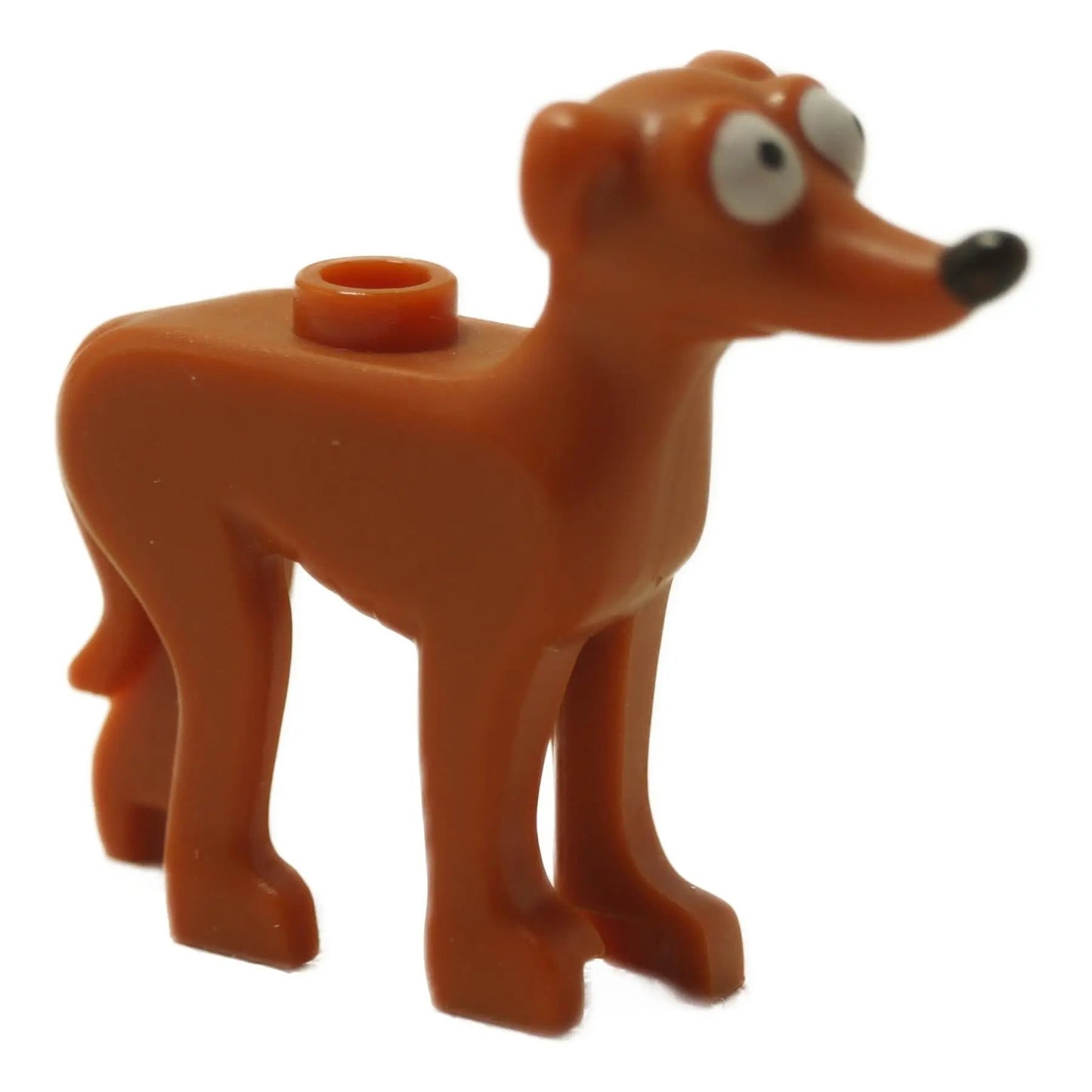 Santa’s Little Helper dog figure in dark orange, standing pose with long ears and slim build
