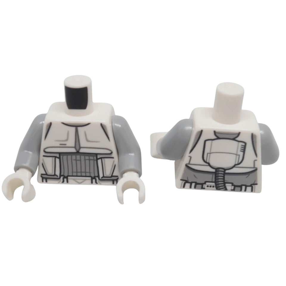 Front and back view of LEGO® Scout Trooper Hoth minifigure torso 973pb4505c01 with detailed armour printing