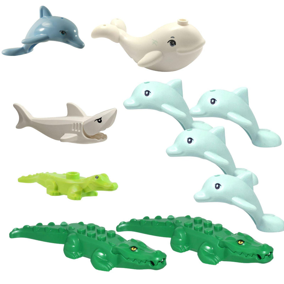 LEGO sea animals lot with dolphins shark whale crocodiles and ocean wildlife figures