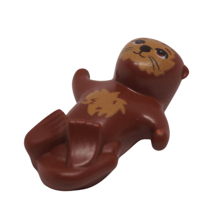 LEGO reddish brown sea otter lying on its back with medium nougat chest and face markings (Part 3592pb01).