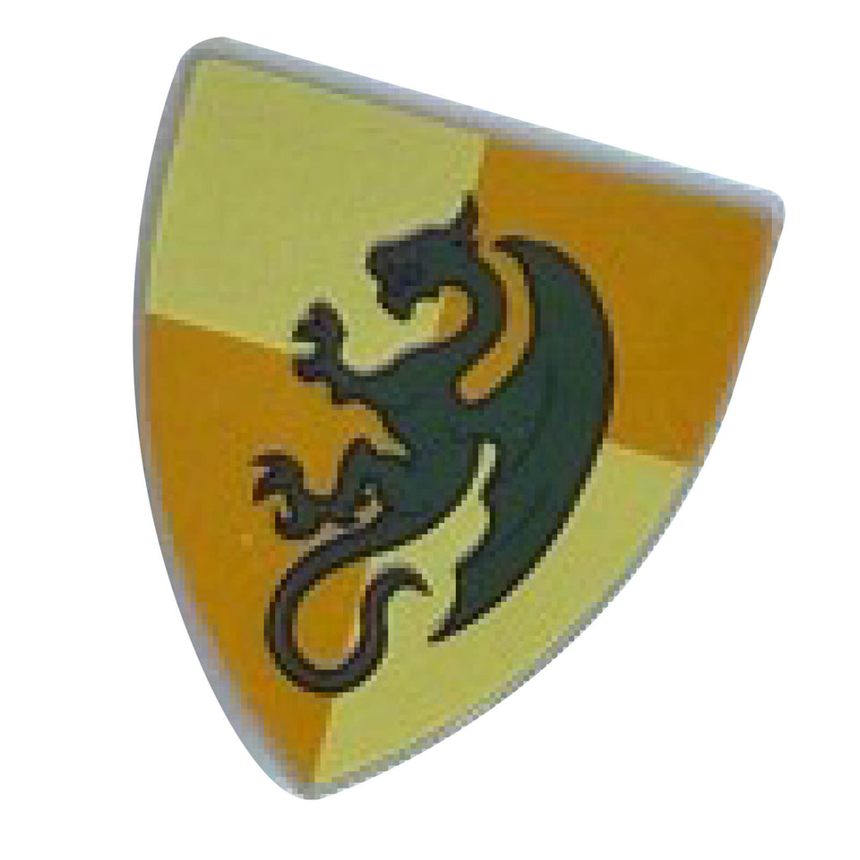 LEGO® triangular shield 3846pb028 with green dragon on yellow quarters