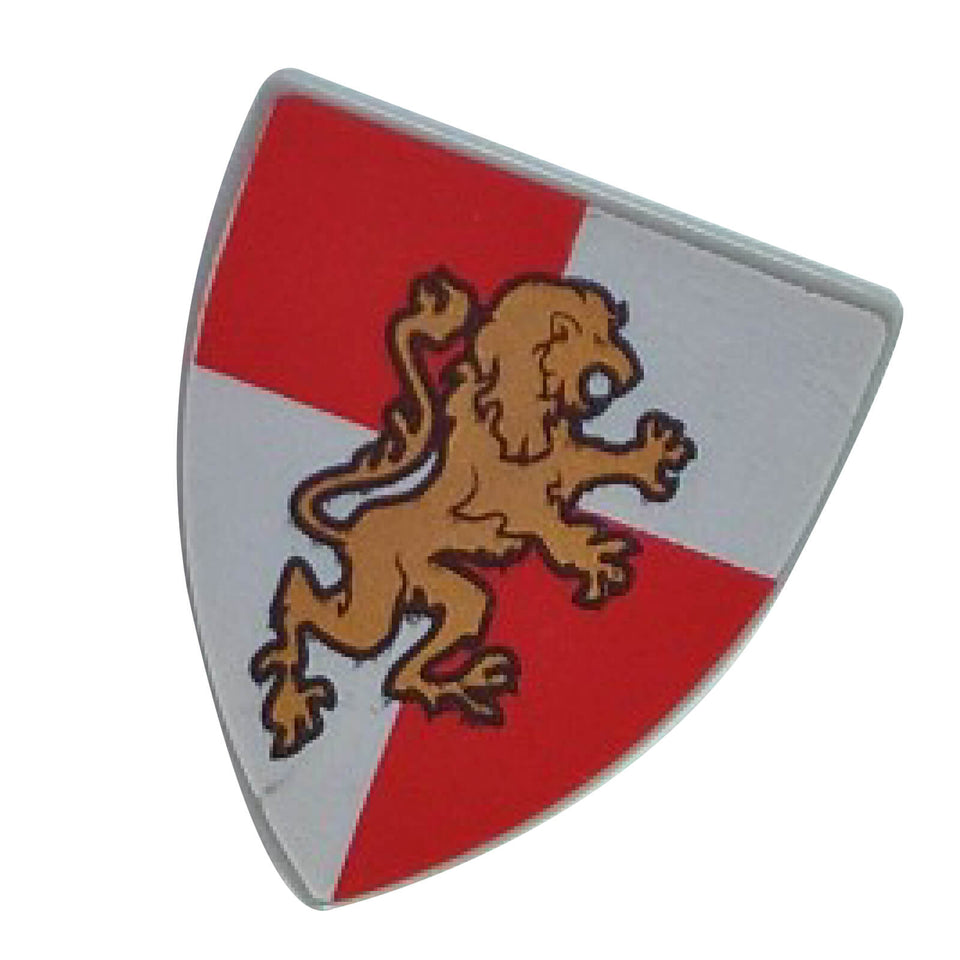LEGO® triangular shield 3846pb027 with gold lion on red and white quarters