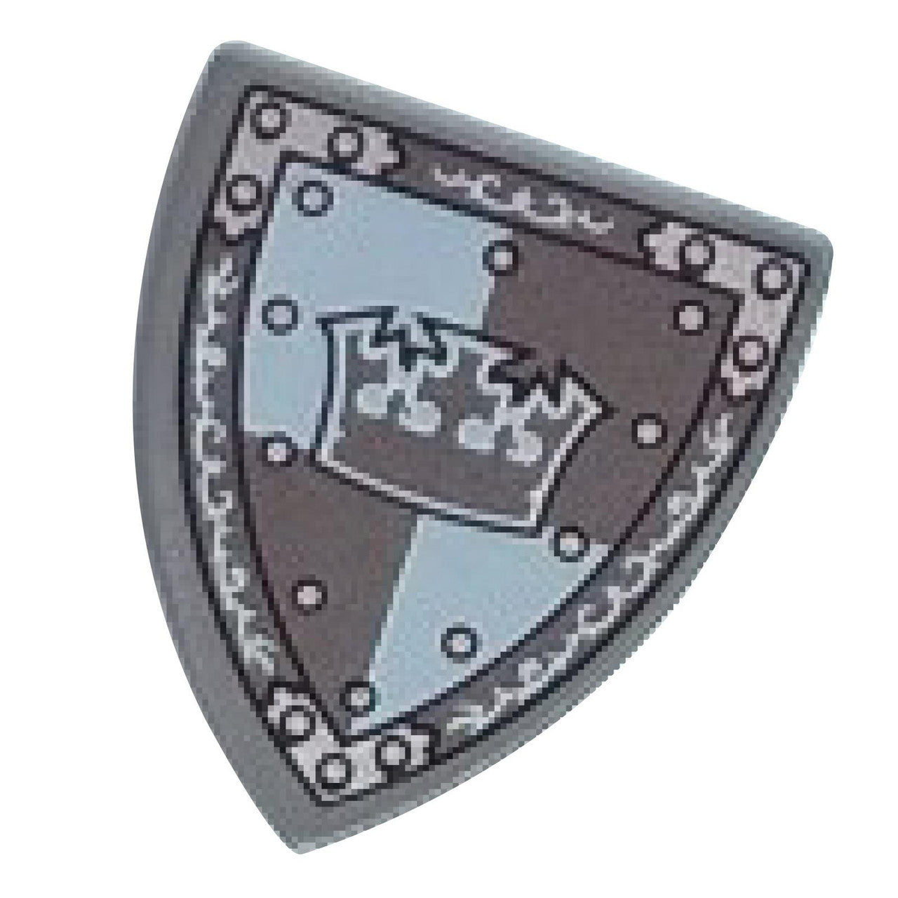 LEGO® triangular shield 3846pb034 with gray crown on white and gray quarters