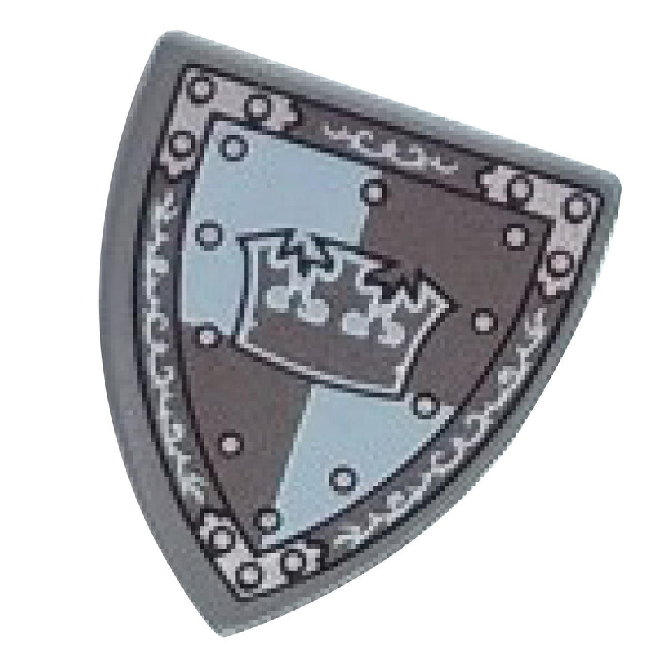 LEGO® triangular shield 3846pb034 with gray crown on white and gray quarters