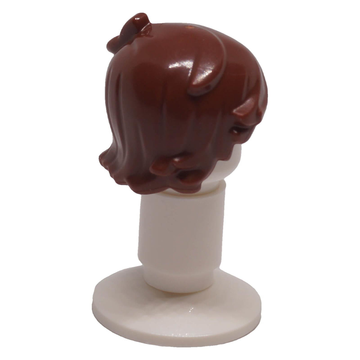 LEGO® reddish brown minifigure hair 40938 left side showing tousled layered strands