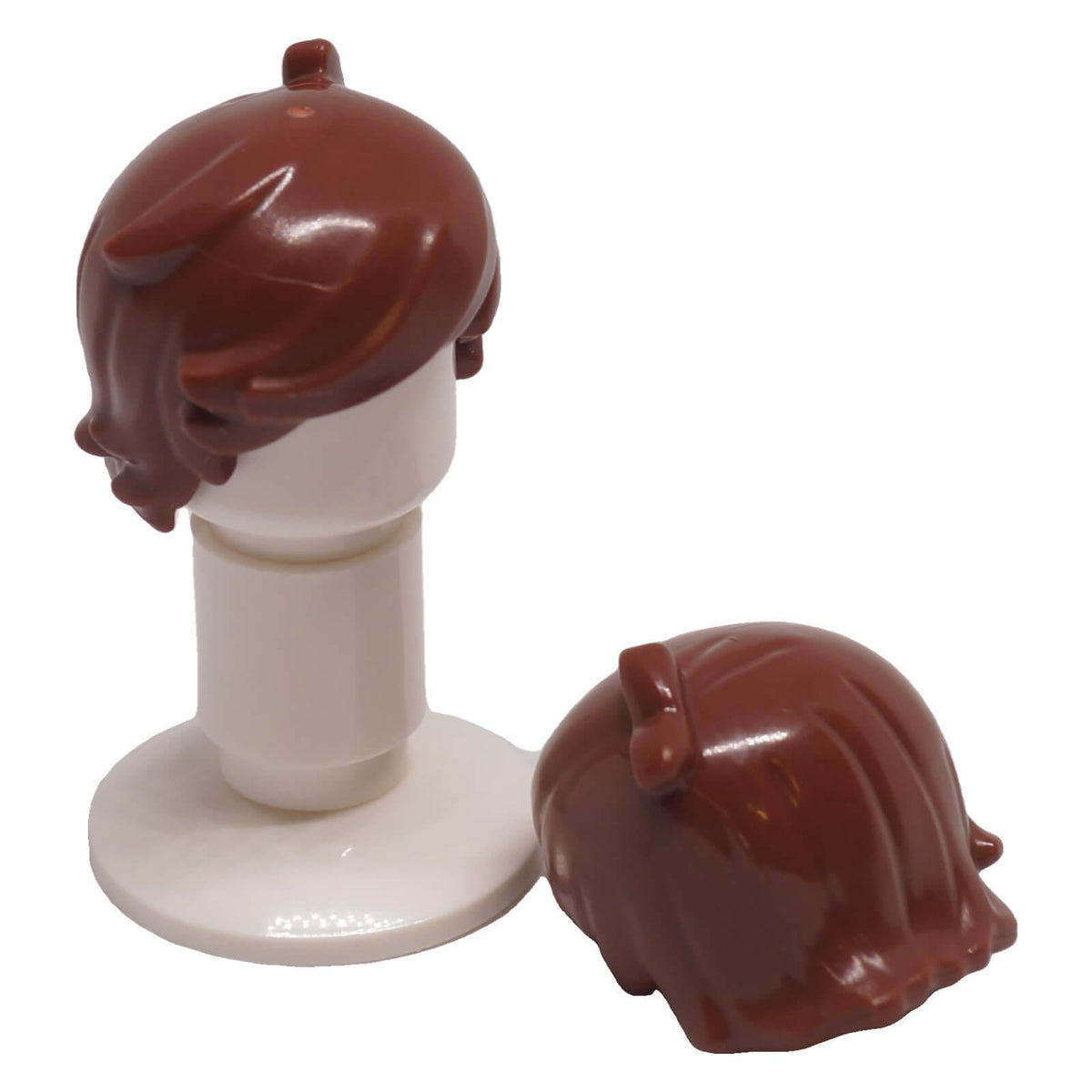 LEGO® reddish brown short tousled minifigure hair 40938 shown from multiple angles